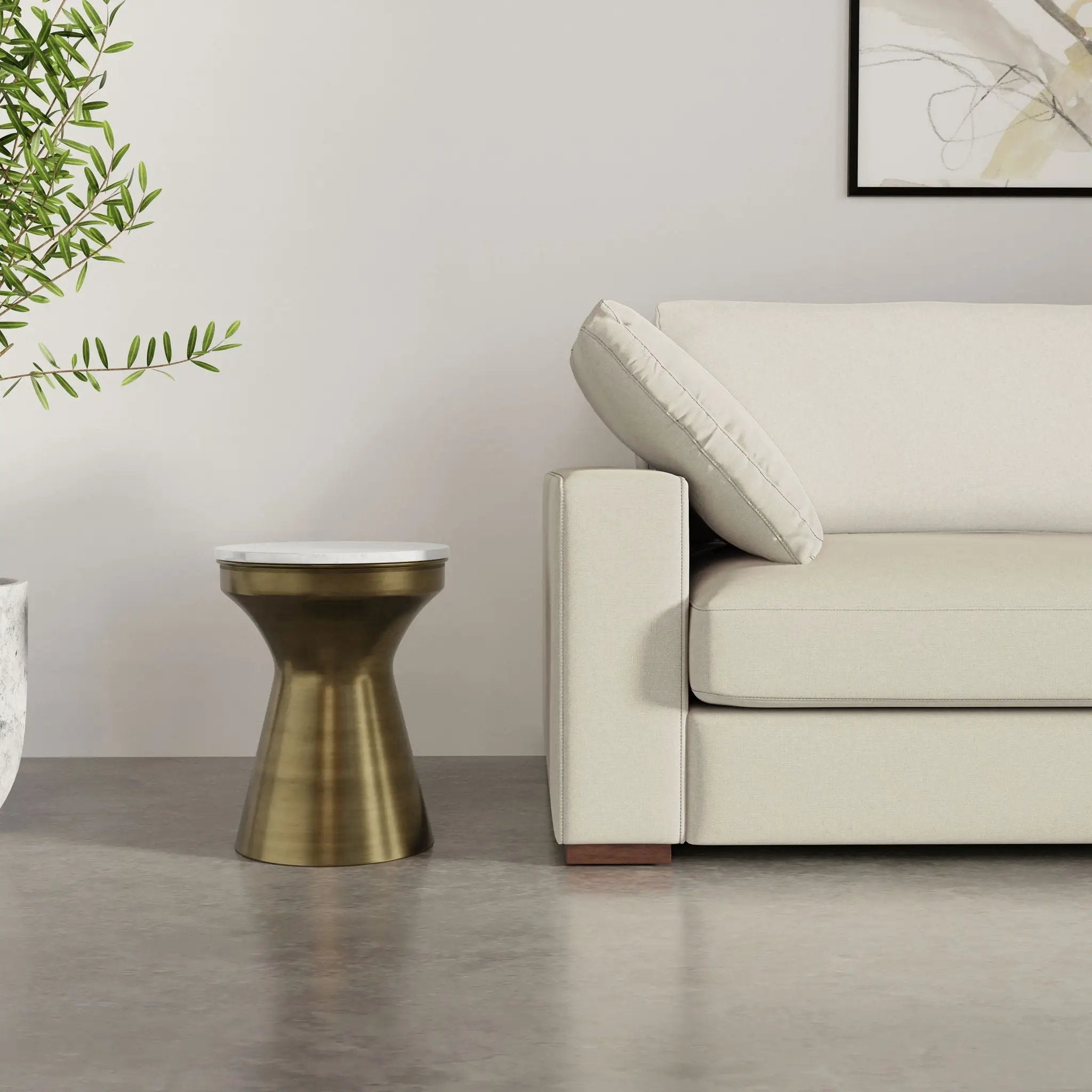 Raquel - Side Table - Antique Brass / White by HouseOfZazla