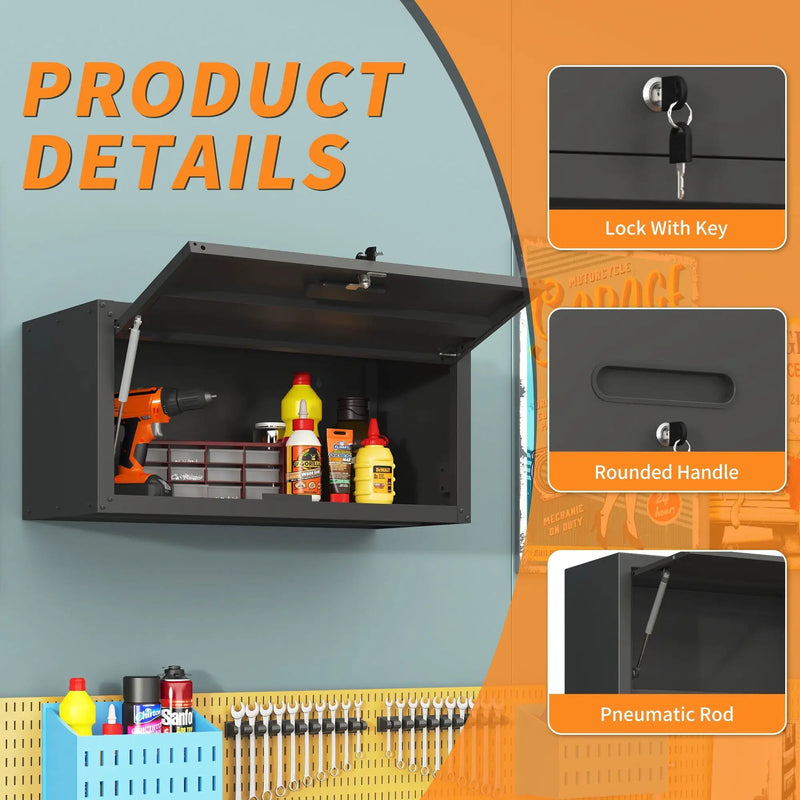 Heavy Duty, Metal Wall Mounted Tool Storage Cabinet Steel Metal Garage Storage Cabinet - Black / Gray by HouseOfZazla