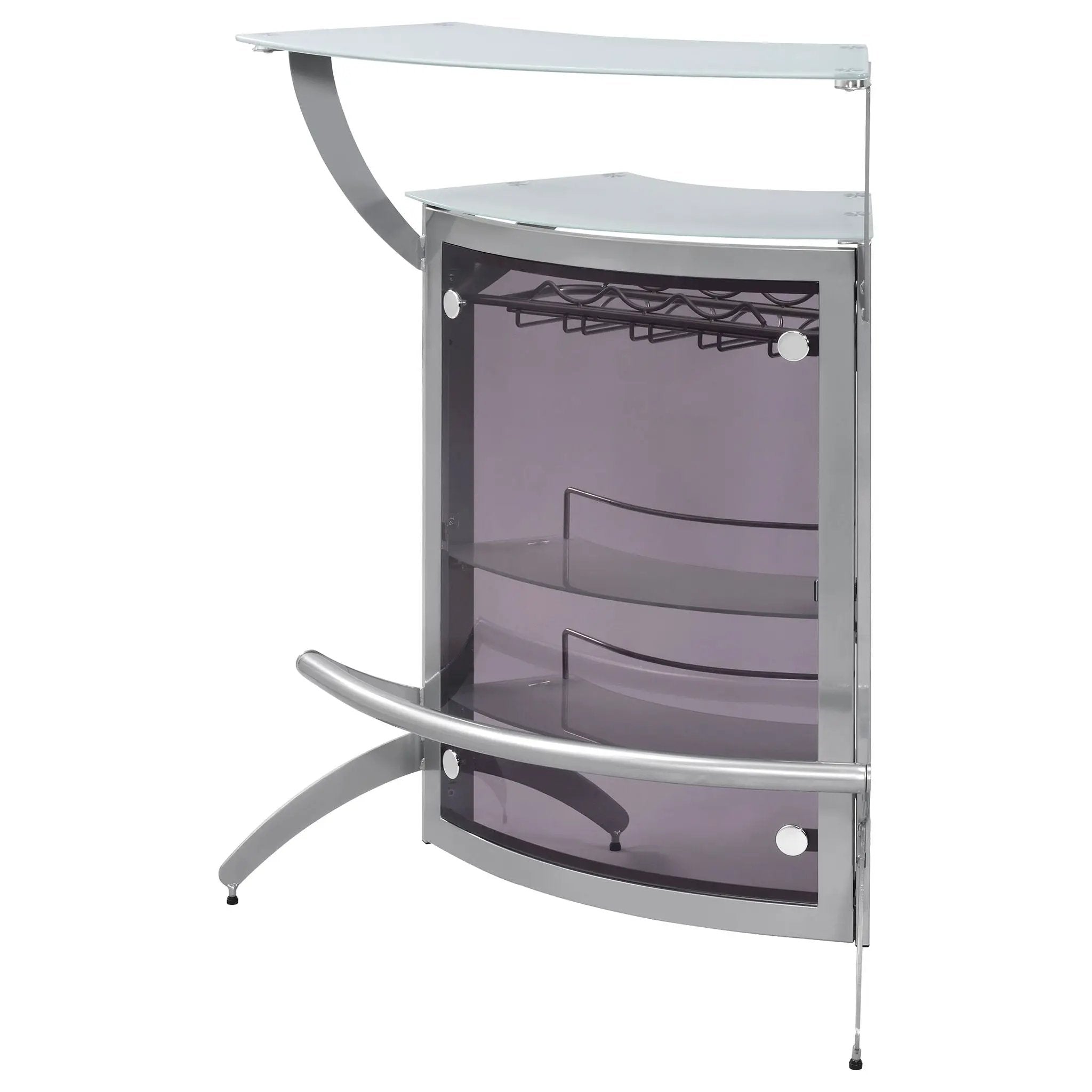 Dallas 2-shelf Curved Freestanding Home Bar Cabinet Silver by Unique Piece Furniture