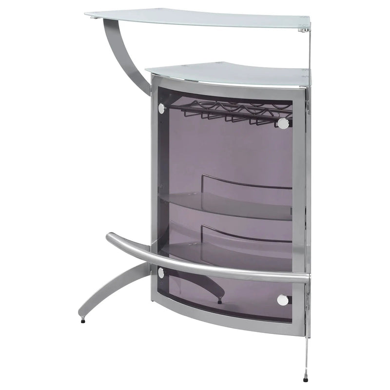 Dallas 2-shelf Curved Freestanding Home Bar Cabinet Silver by Unique Piece Furniture