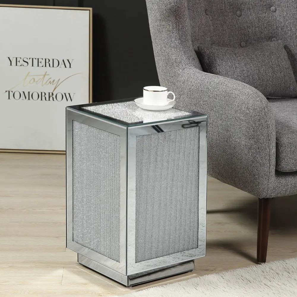Noralie - 20" Accent Table - Mirrored, Faux Diamonds by Unique Piece Furniture
