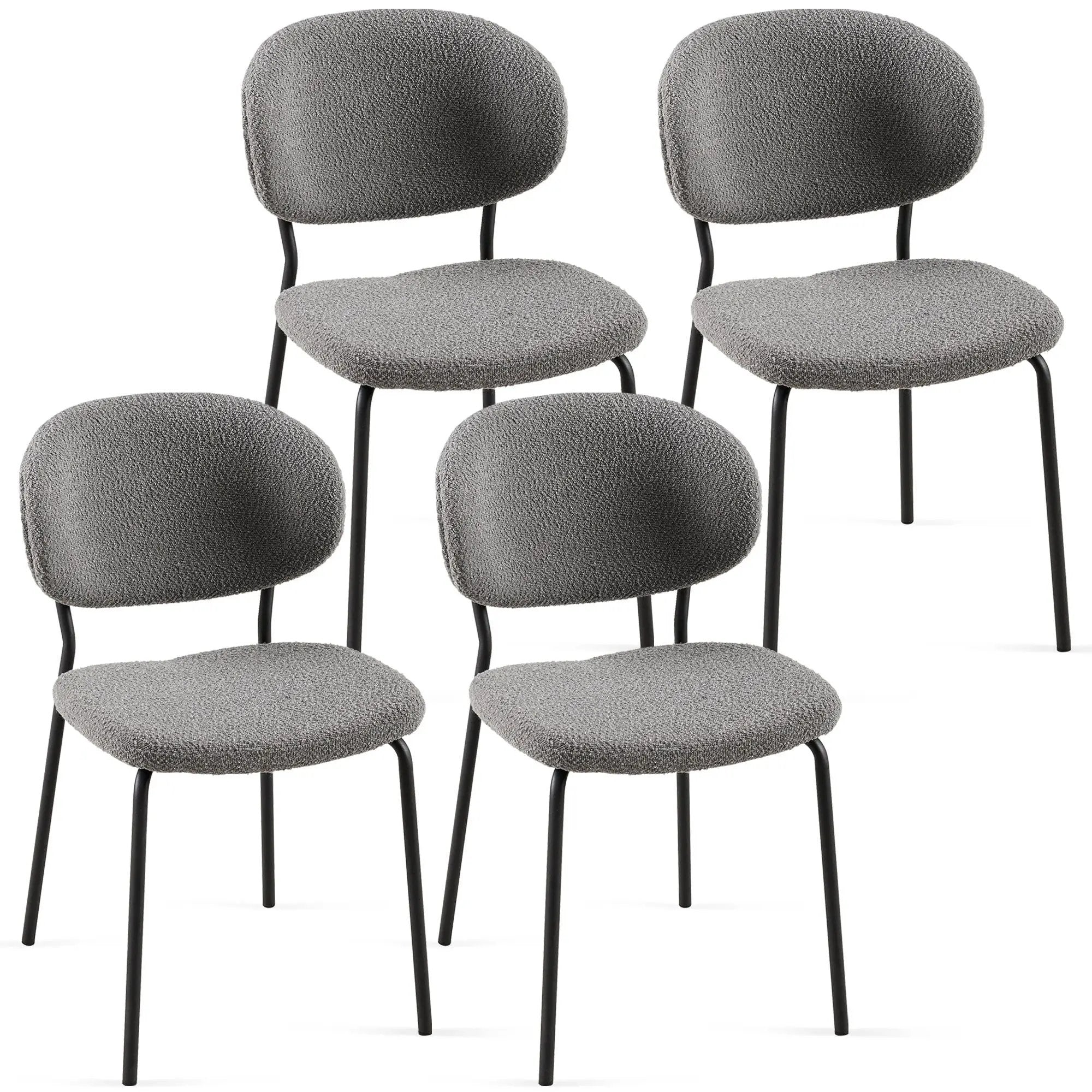 Boucle Dining Chairs, Dining Chairs With Metal Legs For Dining Room, Kitchen, Living Room by Unique Piece Furniture