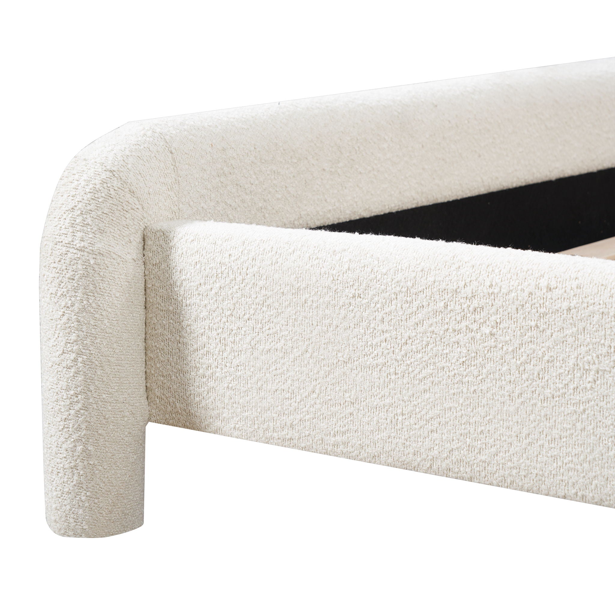 Upholstered Platform Bed Frame With Curved Headboard, Wood Slats Support by HouseOfZazla