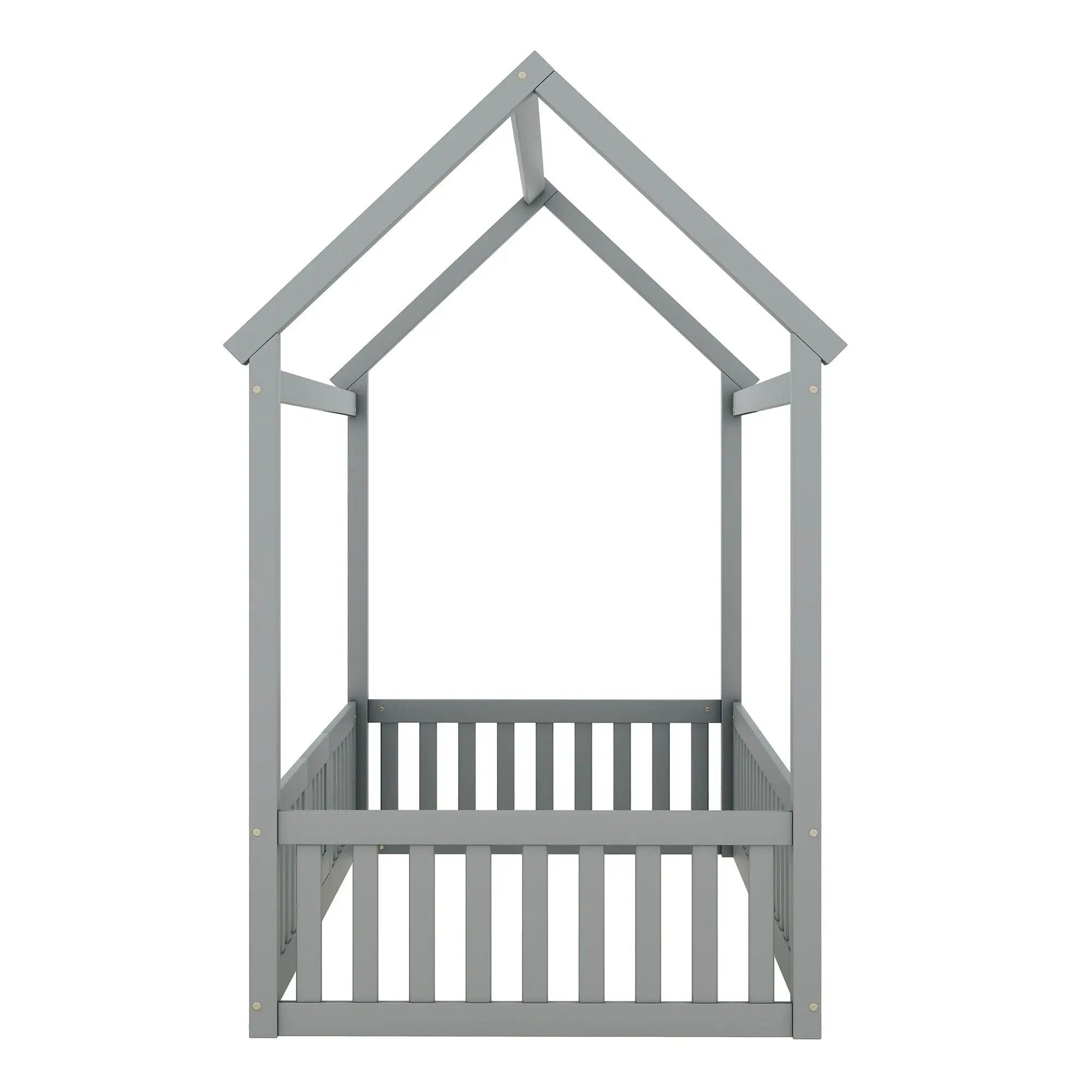 Wood House Bed With Fence And Door by HouseOfZazla