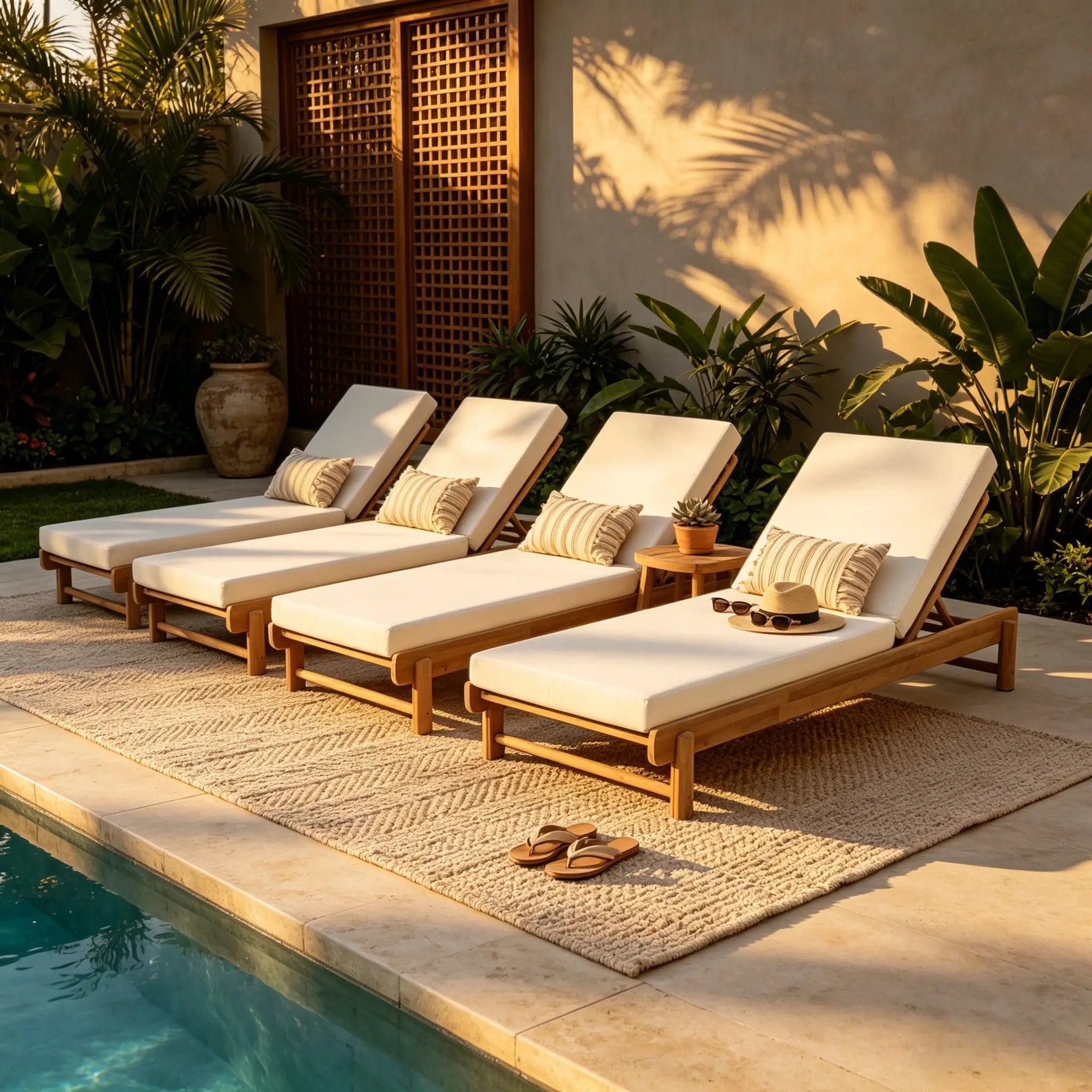 Light Teak Acacia Wood Chaise Lounge Set: 1 Frame + 1 Cushion by HouseOfZazla