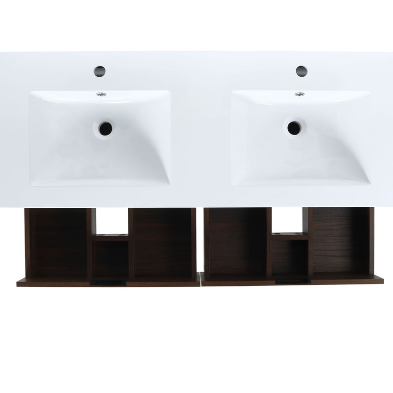 Modern Floating Bathroom Vanity With Dual Resin Sink, Soft Close Drawers by HouseOfZazla
