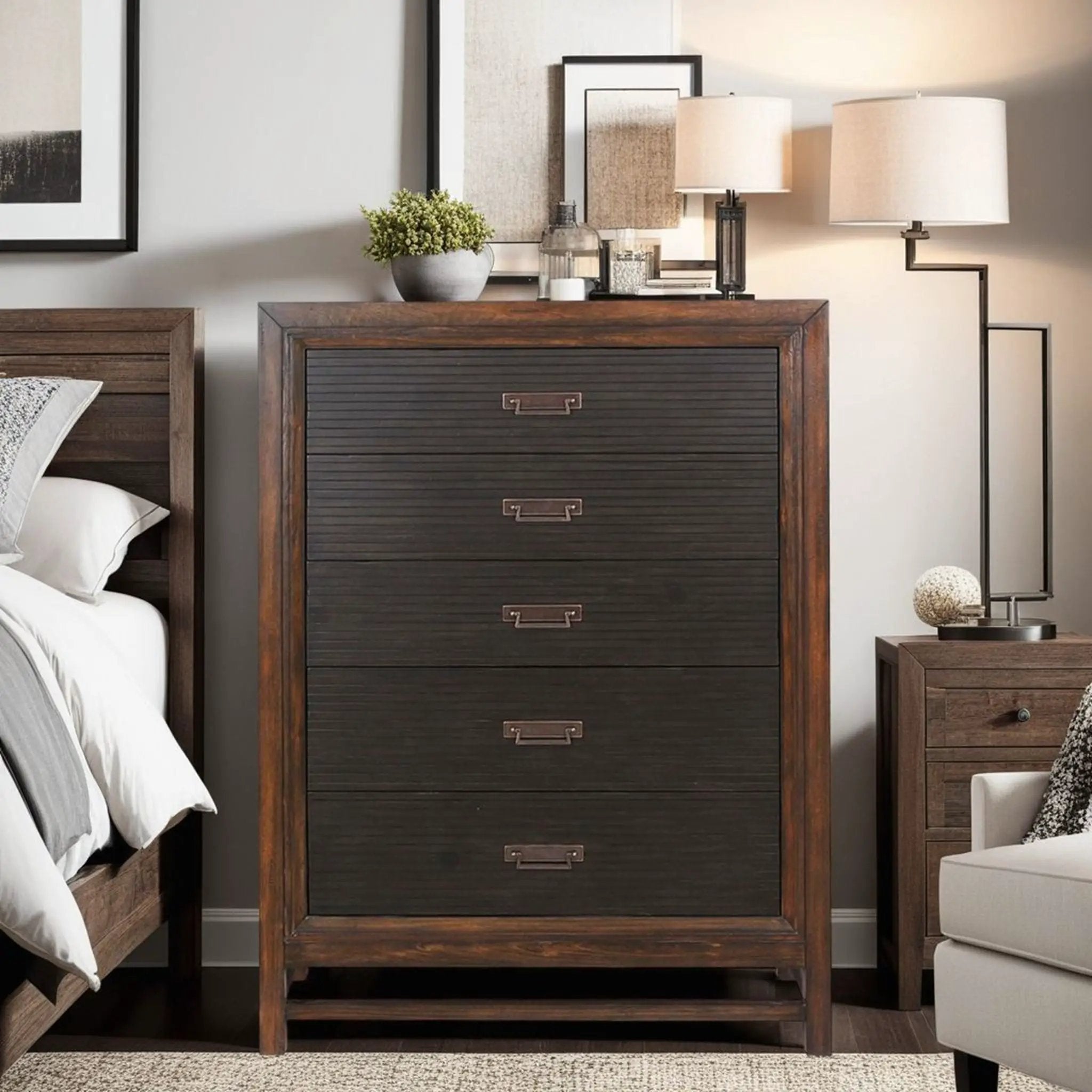 5 Drawer Chest, 2 Tone - Brown by HouseOfZazla