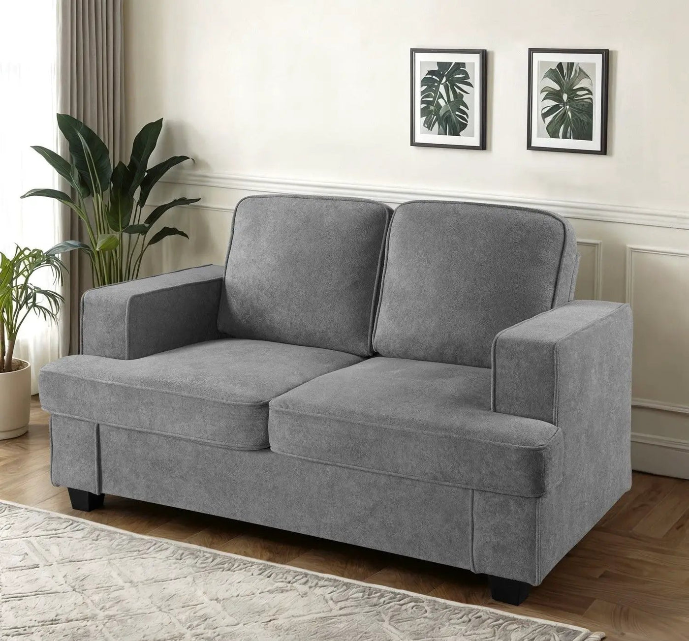 Modern Loveseat, Comfortable 2 Seater Couch With Deep Seating, Loose Back Cushions, Wide Arms by Unique Piece Furniture