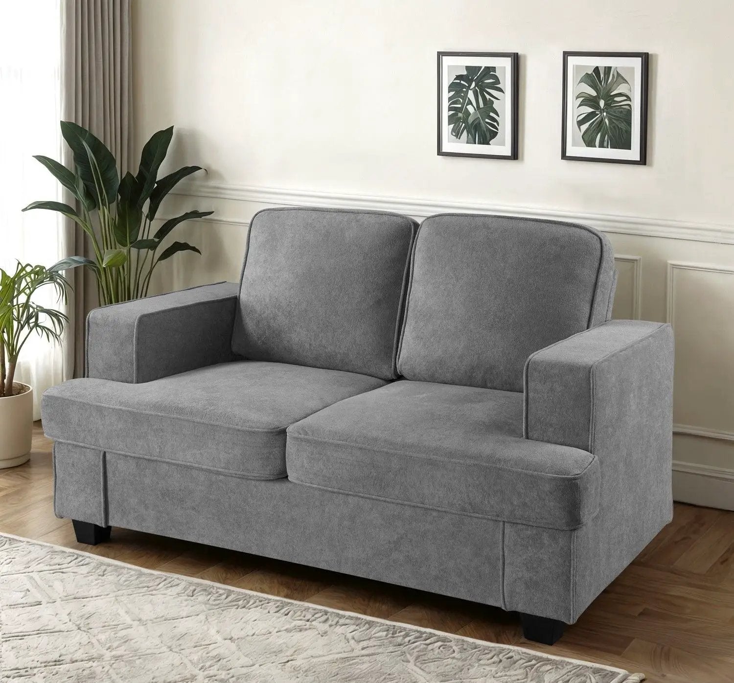 Modern Loveseat, Comfortable 2 Seater Couch With Deep Seating, Loose Back Cushions, Wide Arms by Unique Piece Furniture