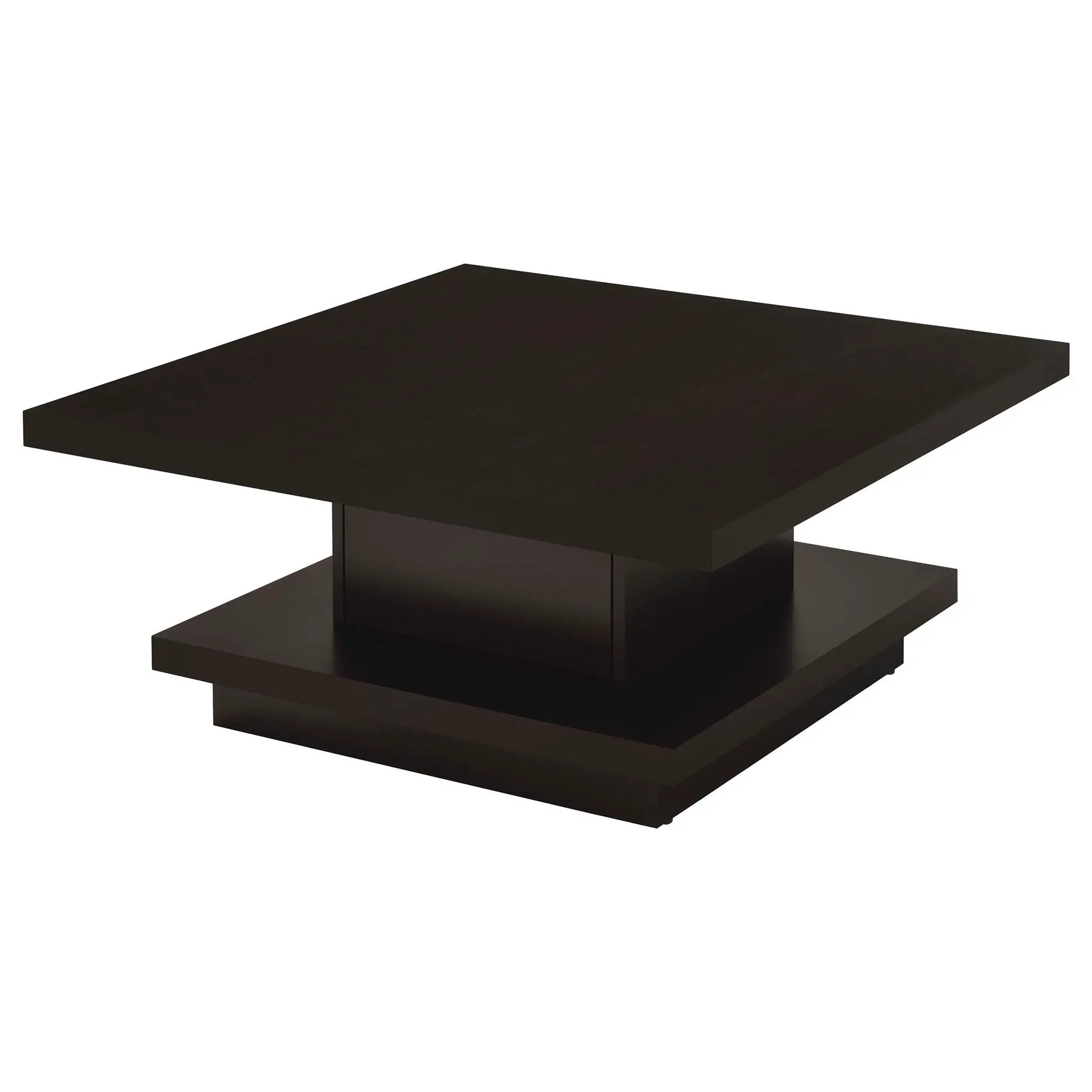 Square Coffee Table With Geometric Design And Storage Shelf - Cappuccino by HouseOfZazla