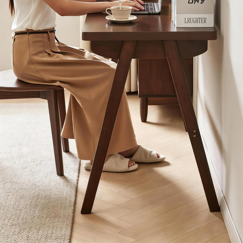100% Solid Rubber Wood Computer Desk, Retro by HouseOfZazla