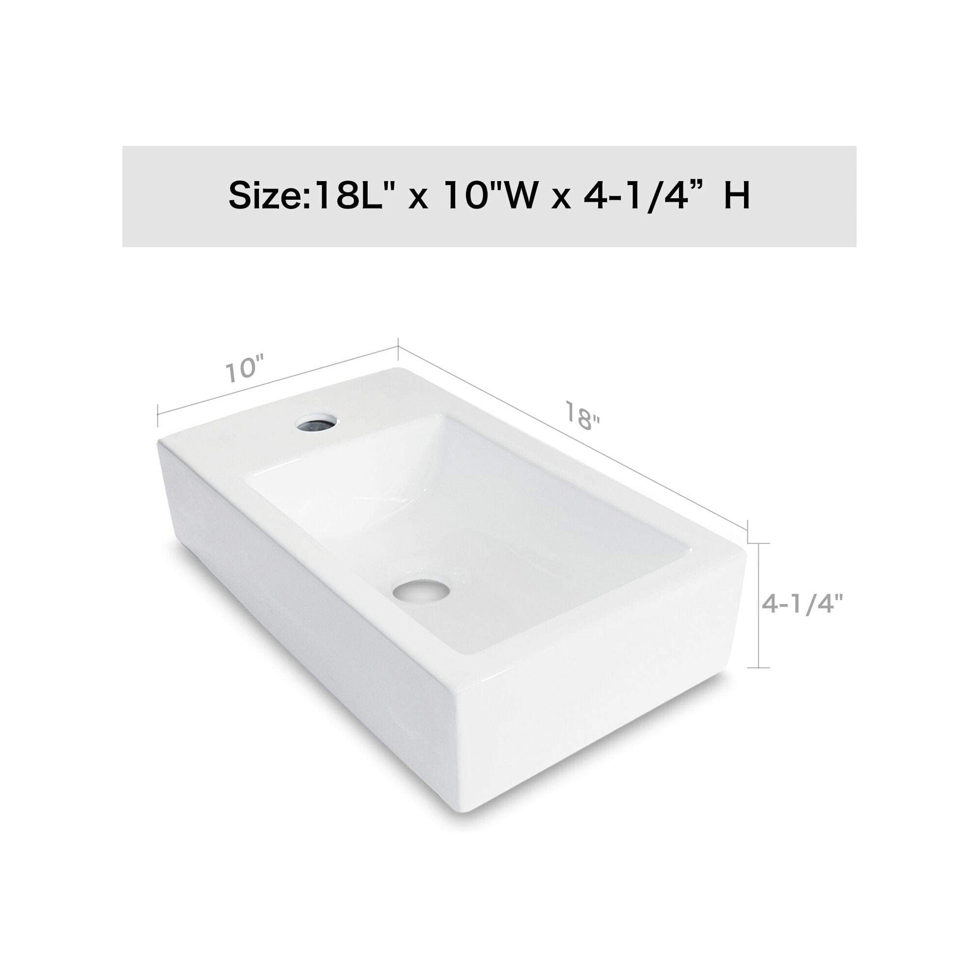 Modern Ceramic Rectangle Wall Mount Bathroom Sink With Single Faucet Hole by HouseOfZazla