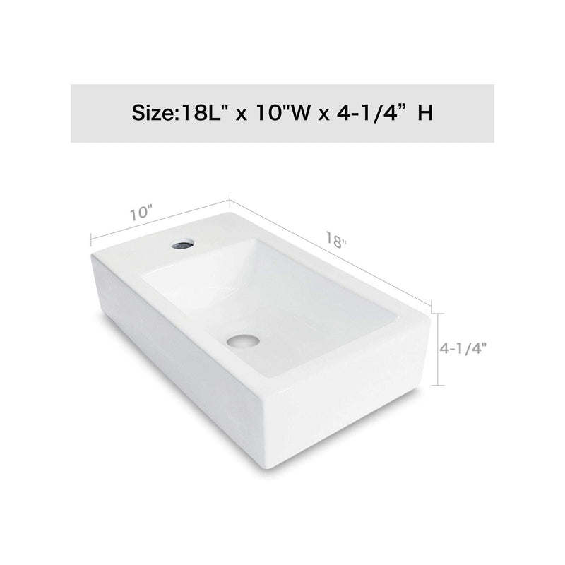 Modern Ceramic Rectangle Wall Mount Bathroom Sink With Single Faucet Hole by HouseOfZazla