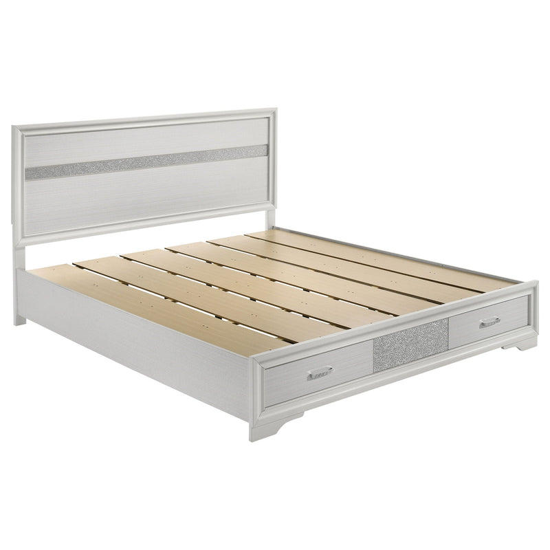 California King Storage Platform Bed With 2 Drawer - White by HouseOfZazla