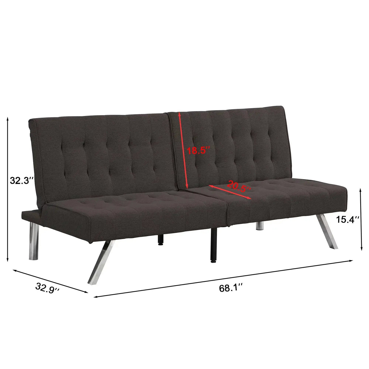 Modern Sofa Bed With Wood Frame And Stainless Legs by Unique Piece Furniture