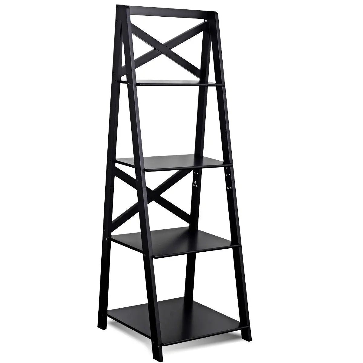 4-tier Leaning Free Standing Ladder Shelf Bookcase-White, photo 3 of 9