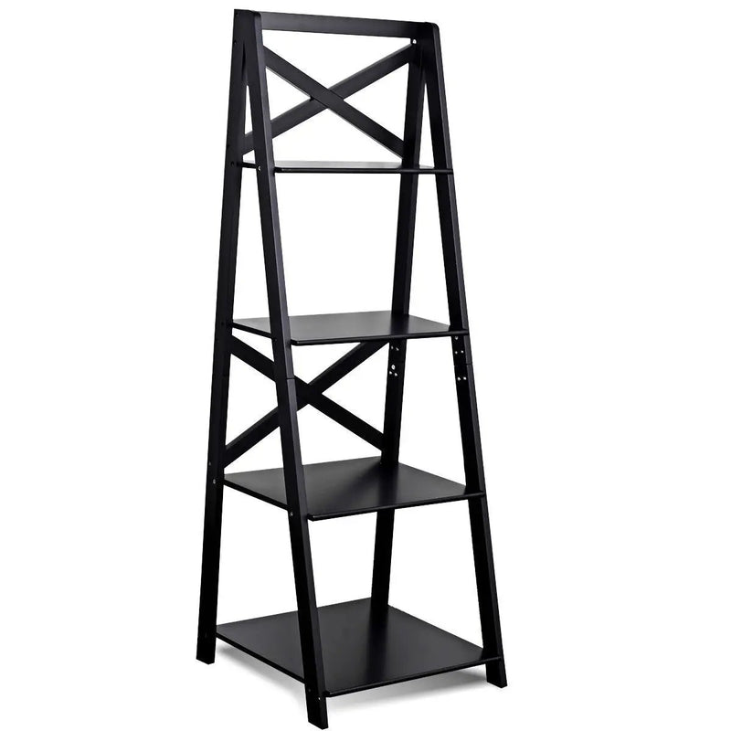4-tier Leaning Free Standing Ladder Shelf Bookcase-White by DirectDeals