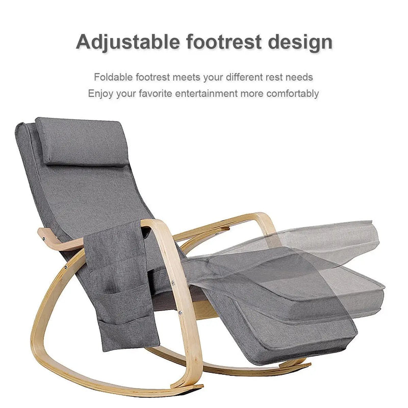 Comfortable Lounge Rocking Chair with Removable Cushion Cover and Side Pocket by DirectDeals