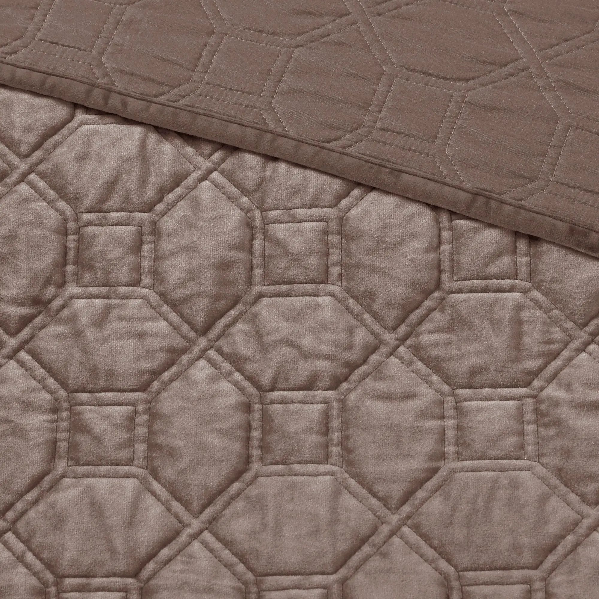 3 Piece Velvet Quilt Set Taupe Full/Queen by HouseOfZazla