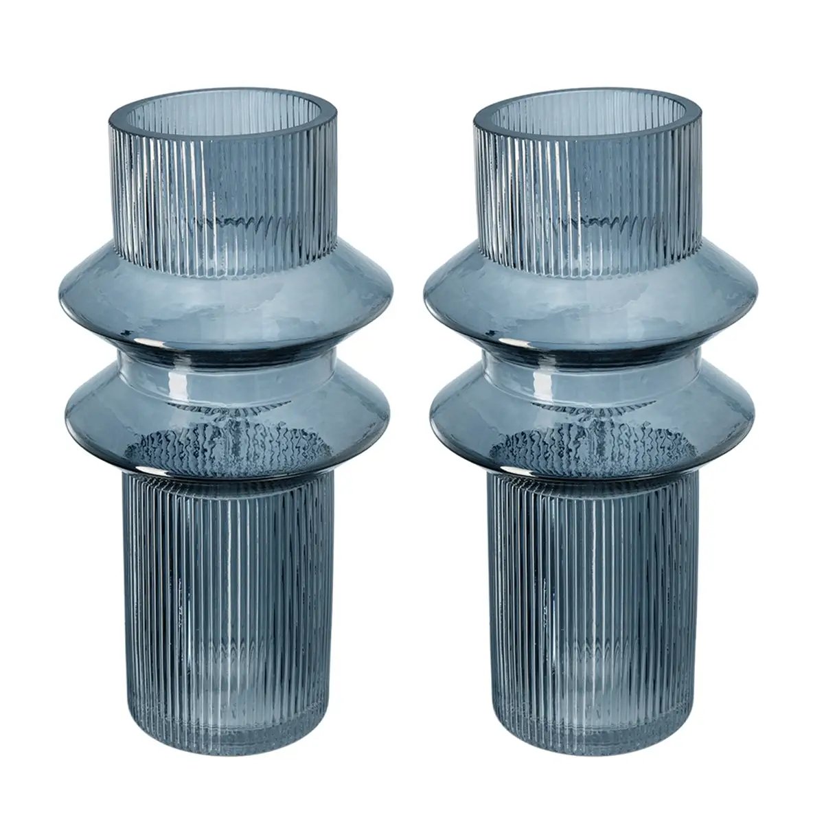 D5.9x11.8'H Fluted Accent Vases with Ribbed Design, Set of 2 by HouseOfZazla