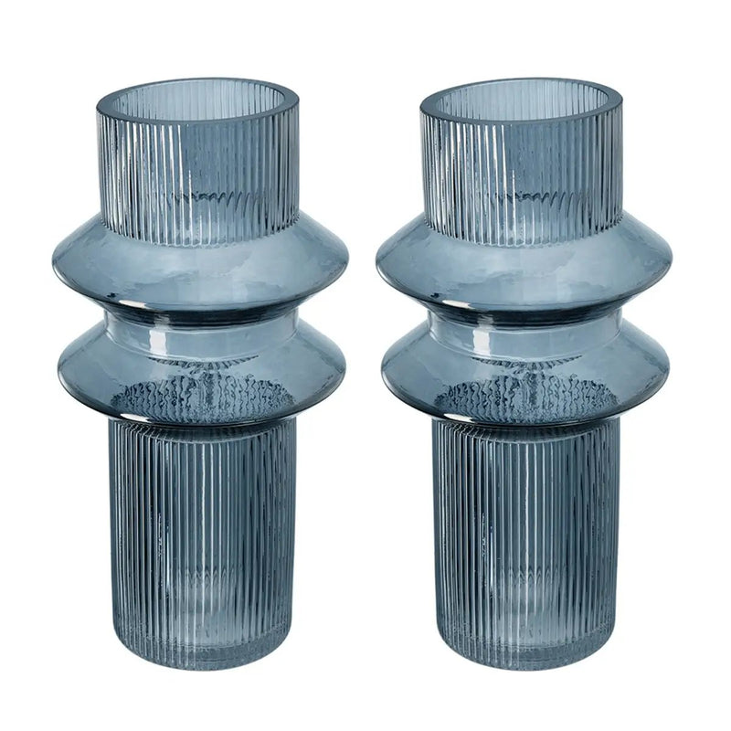 D5.9x11.8'H Fluted Accent Vases with Ribbed Design, Set of 2 by HouseOfZazla