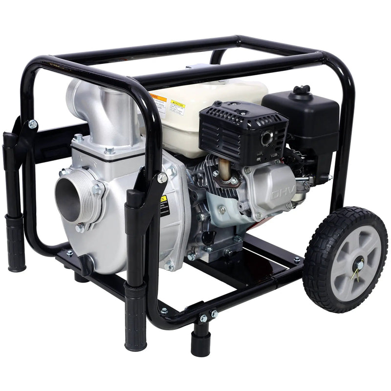 Honda - Gx160 Engine Water Pump 3" 264Gpm With Accessories Kit And Handle Wheel Kit - Black / Red by HouseOfZazla