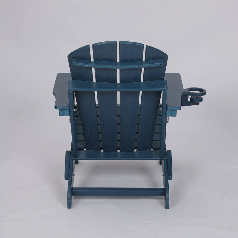 Folding Adirondack Chair with Dual Cup Holder - Navy Blue by HouseOfZazla
