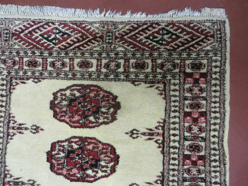 2' 7" x 7' Handmade Finely Knotted Pakistani Turkoman Bokhara Detailed Wool Rug by Jewel Rugs