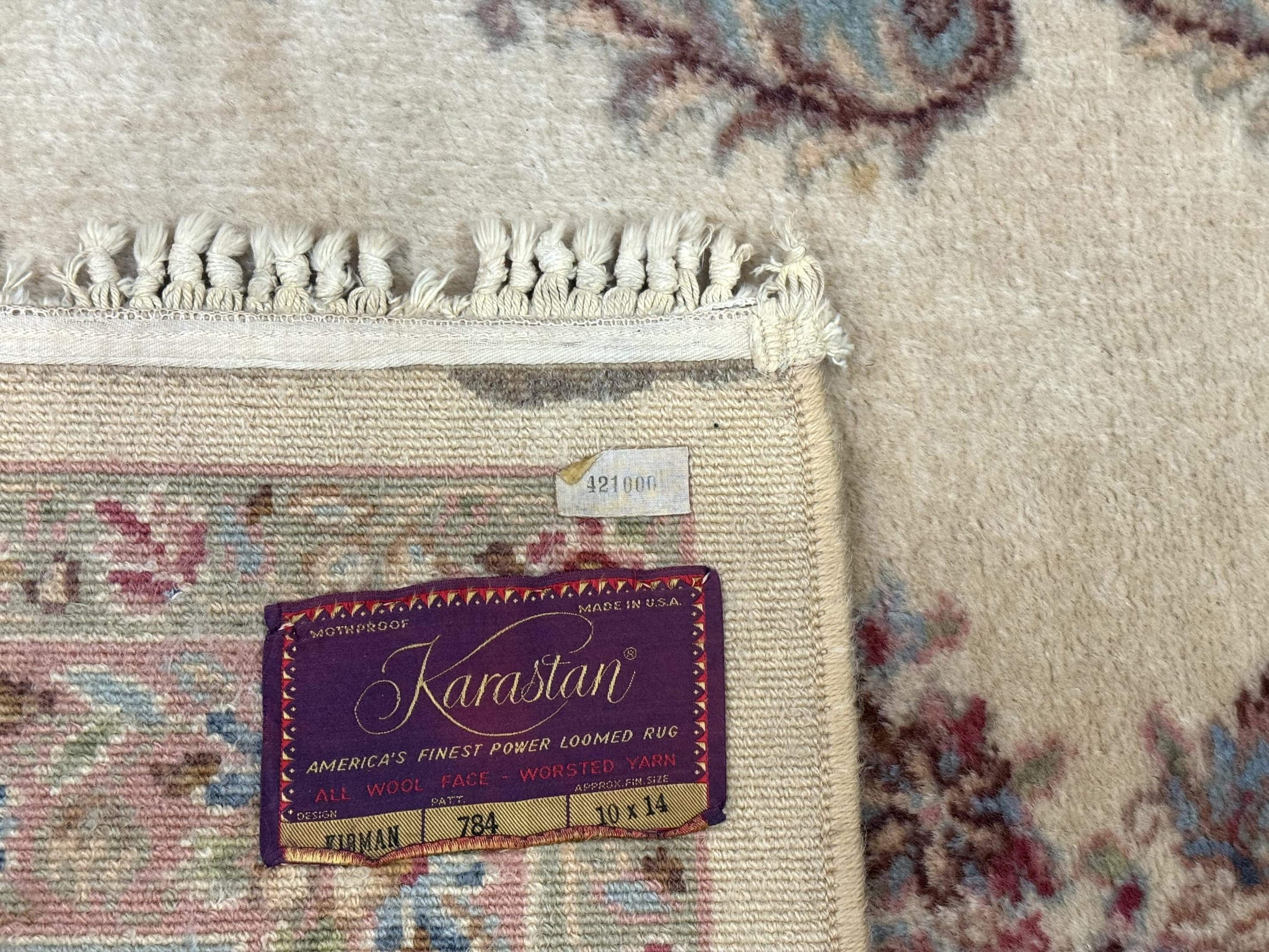 10x14 Karastan Kirman Rug #784 Pastel Ivory Kirman Medallion, Wool Antique Original 700 Series by Jewel Rugs