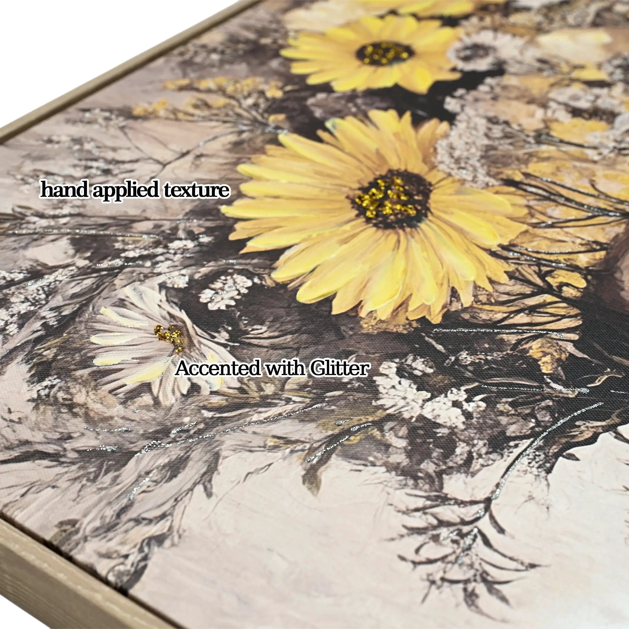 Beauty Lady Wall Art Gold and White Floral Canvas Artwork 24x24 Inch by HouseOfZazla
