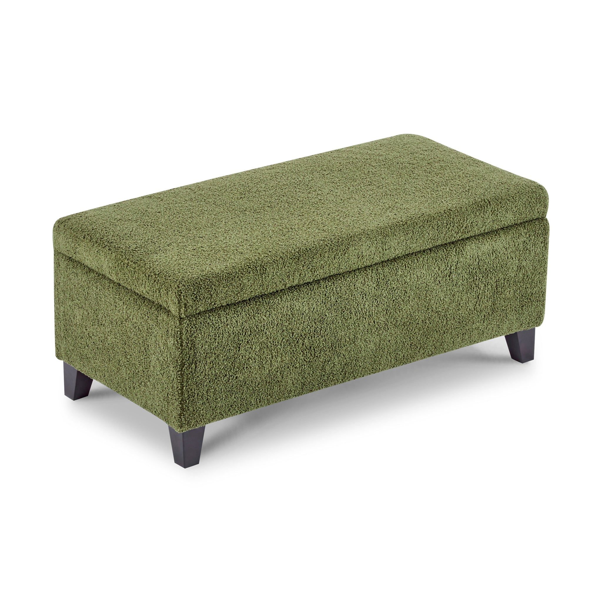 Storage Ottoman with Flip-Top Lid, Easy Assembly, Boucle Fabric & Rubber Wood Legs by HouseOfZazla