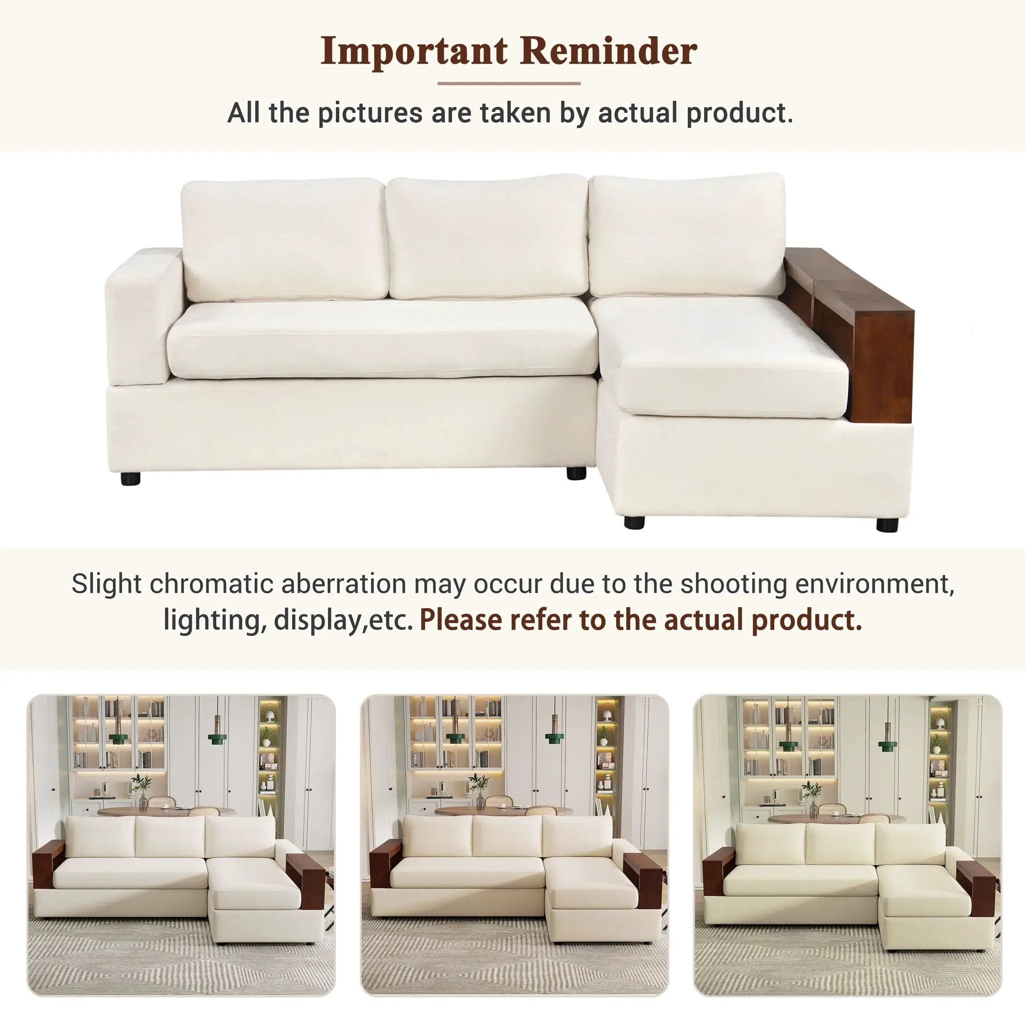 Sectional Sofa Upholstered Sofa Couch With Reversible Armrests For Living Room by HouseOfZazla