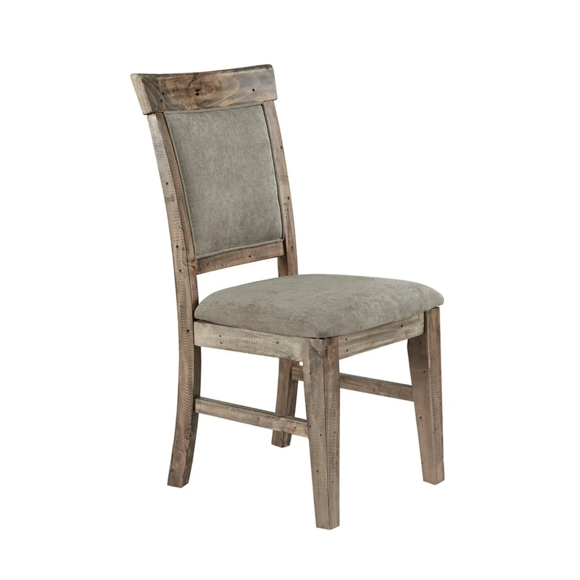 Dining Side Chair Set With Cushioned Back And Seat (Set of 2) - Weathered Gray / Natural by HouseOfZazla
