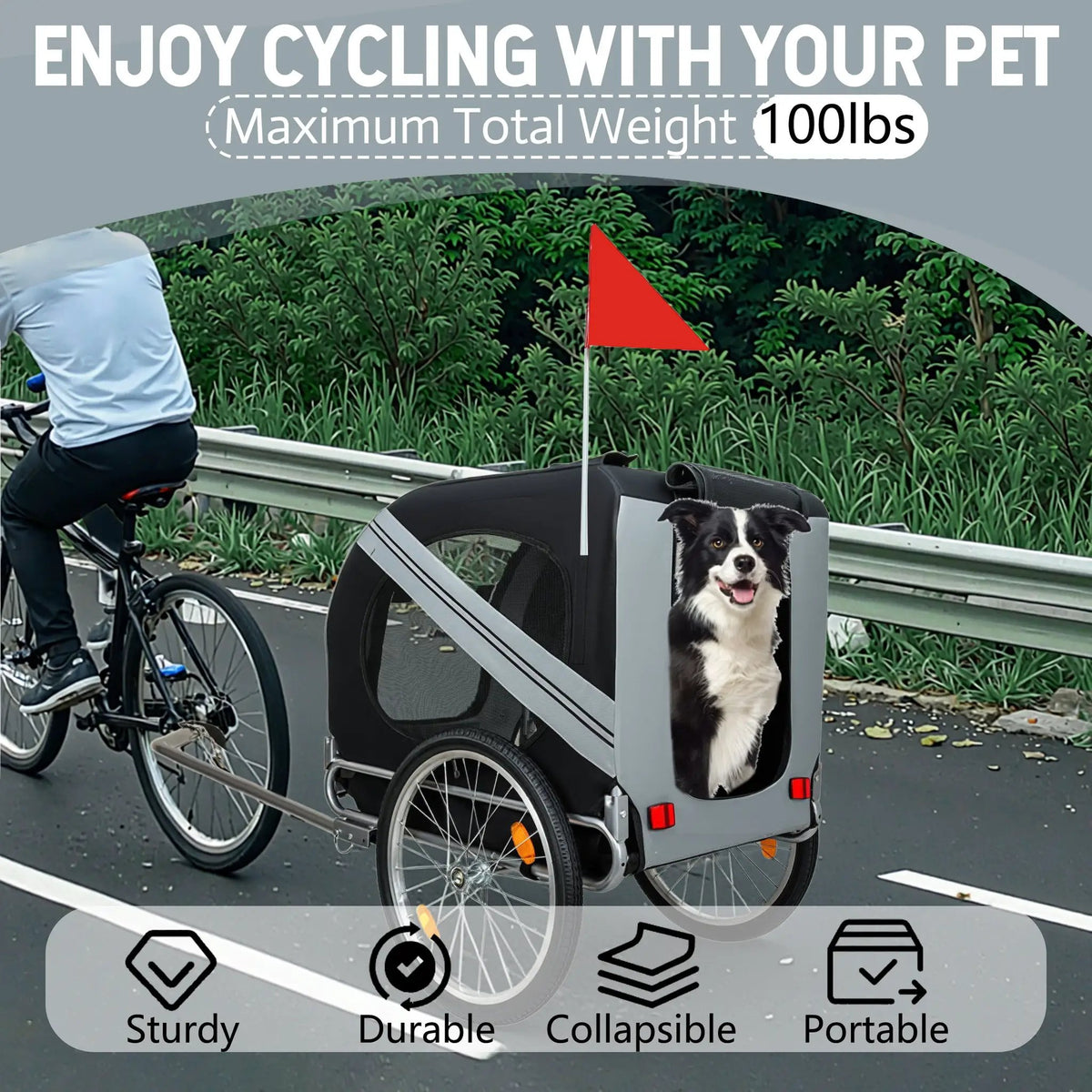 Large Folding Bike Trailer for Dogs by HouseOfZazla