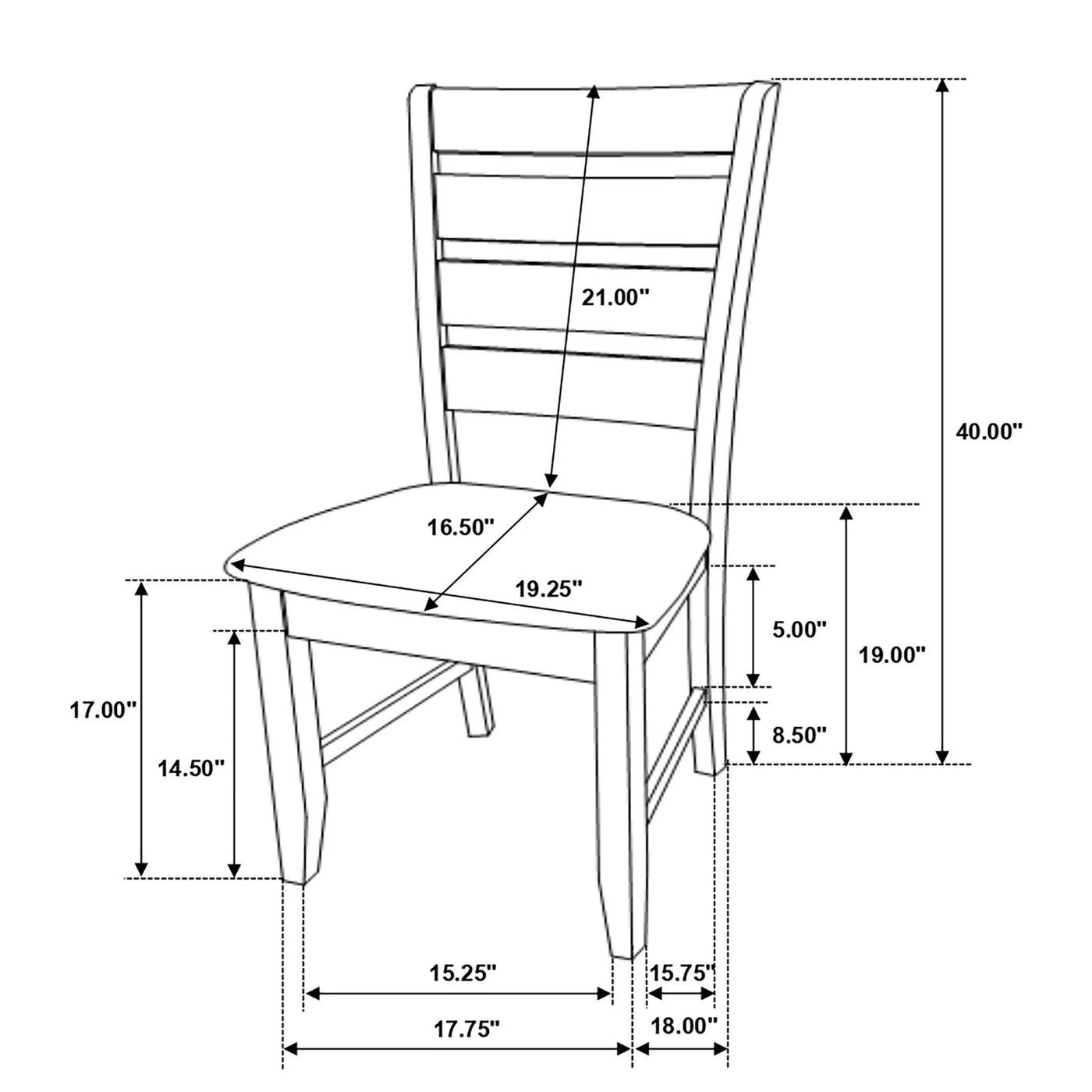 Padded Seat Side Chairs With Tapered Slats (Set of 2) by HouseOfZazla