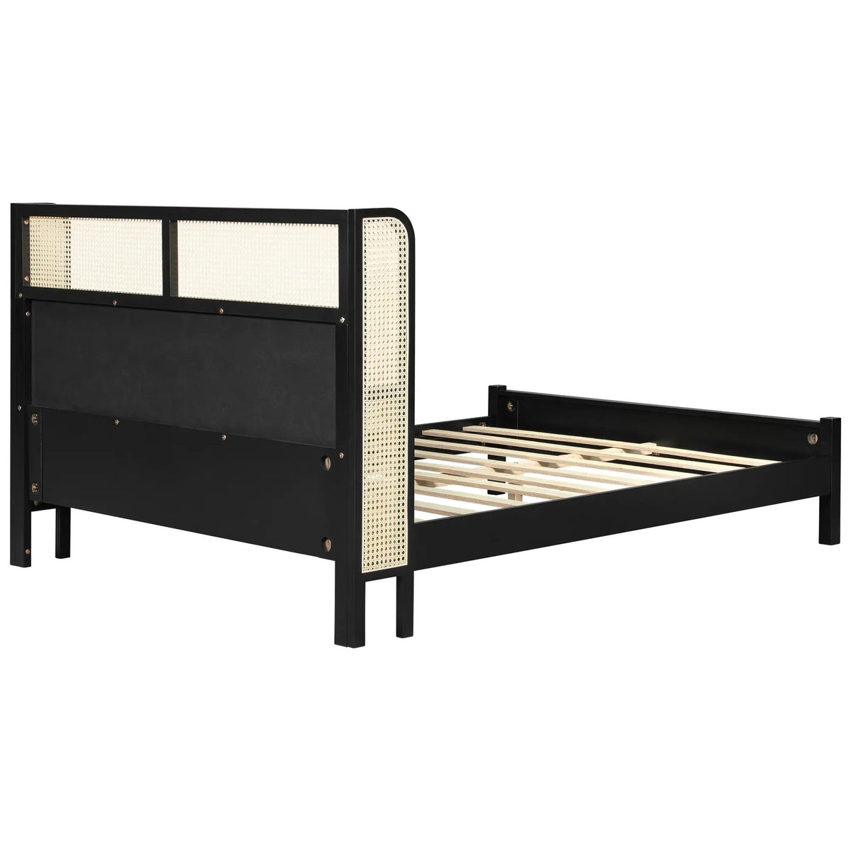 Queen Size Bed Frame with Plush Green Upholstered Headboard by HouseOfZazla