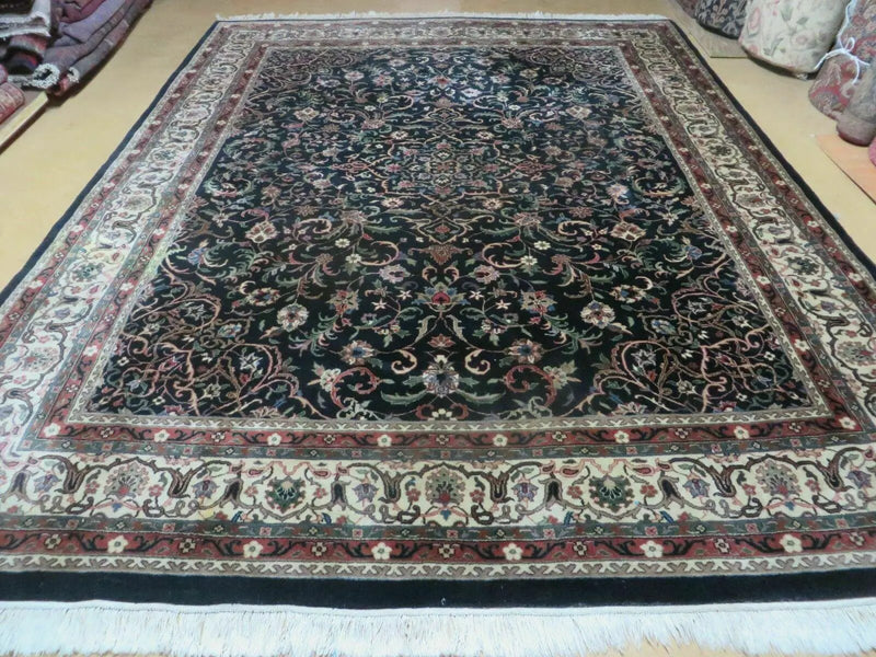 Indo Persian Rug 8x10, Wool Handmade Floral Carpet by Jewel Rugs