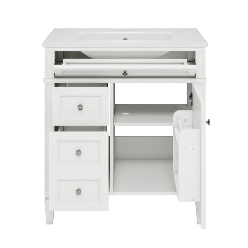 Bathroom Vanity With Top Sink, Modern Bathroom Storage Cabinet With 2 Drawers And A Tip-Out Drawer by HouseOfZazla