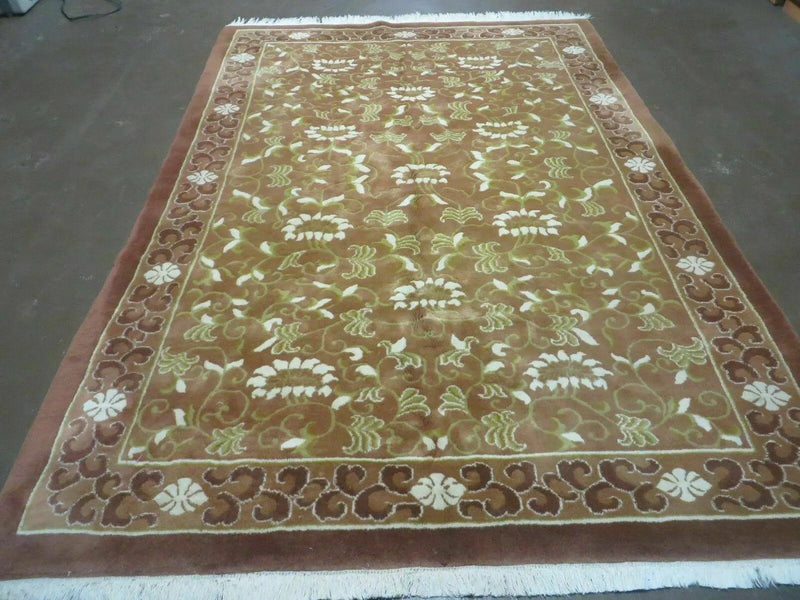 6' X 9' Vintage Handmade India Floral Wool Rug Nice Toffee Caramel Nice # 811 by Jewel Rugs