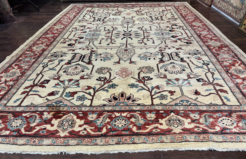 Peshawar Rug 10x14, Beige and Rust Red, Large Pak Persian Rug, Pakistani Rug by Jewel Rugs