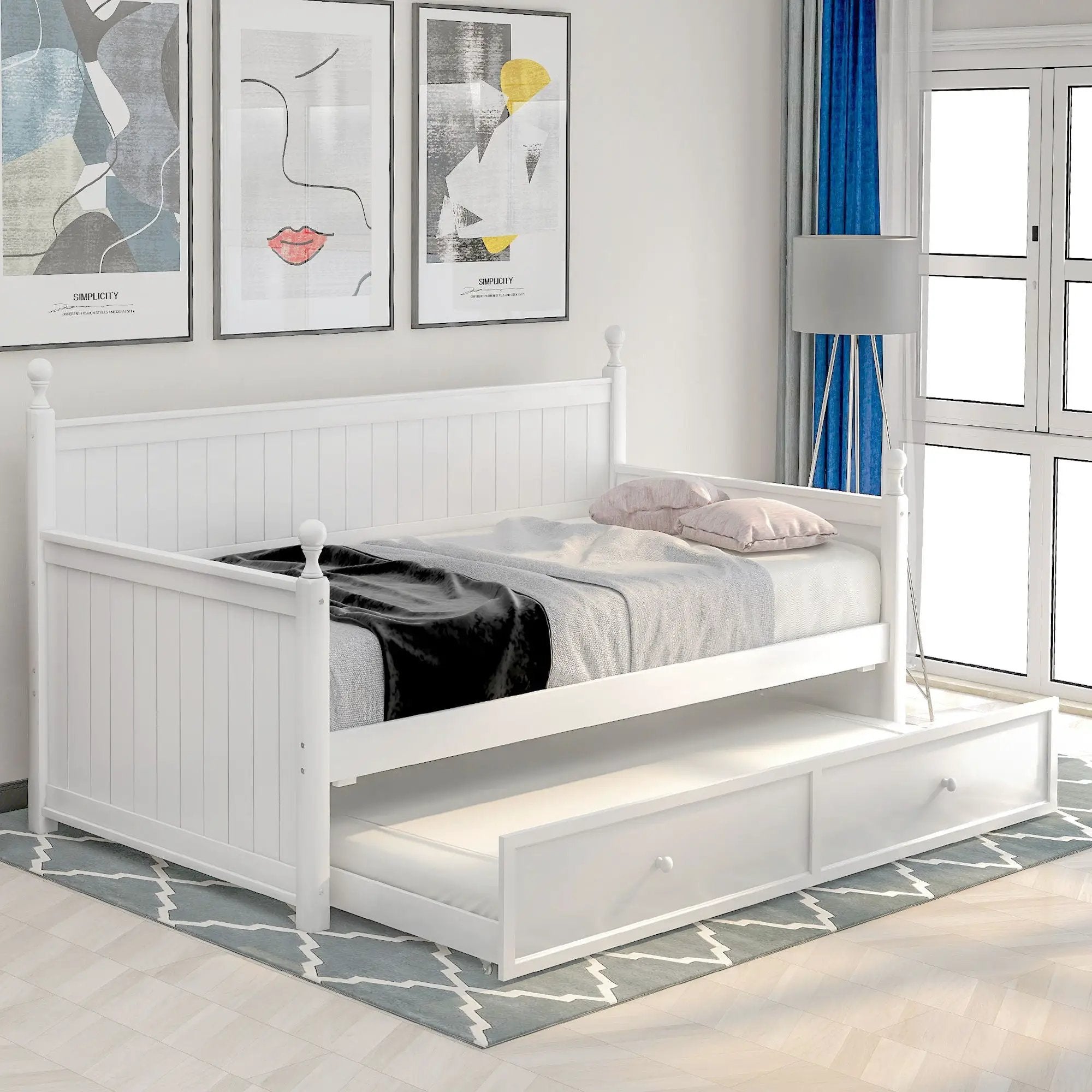 Twin Size Daybed & Twin Size Trundle - White by HouseOfZazla