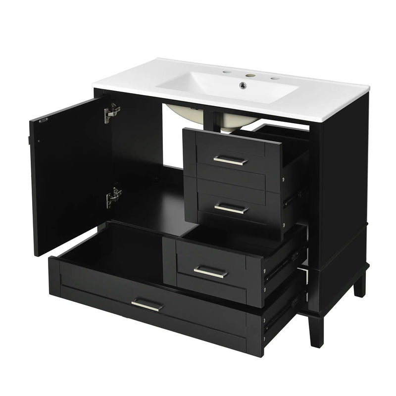 Bathroom Vanity, Modern Bathroom Cabinet With Sink Combo Set, Bathroom Storage Cabinet With A Soft Closing Door And 3 Drawers, Solid Wood Frame by HouseOfZazla