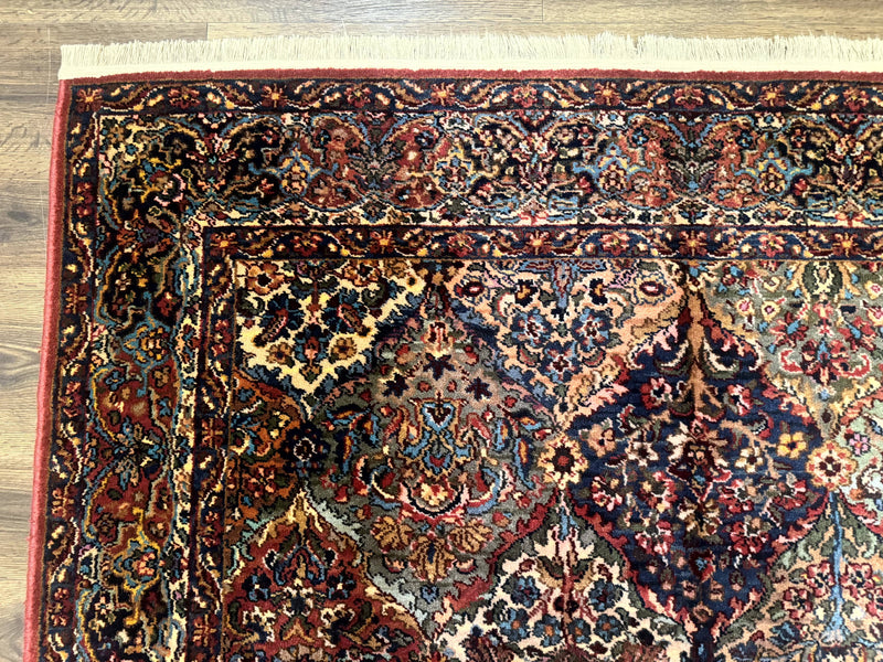 Karastan Rug 5.9 x 9, Multicolor Panel Kirman Rug #717, Wool Original Karastan Collection 700 Series by Jewel Rugs