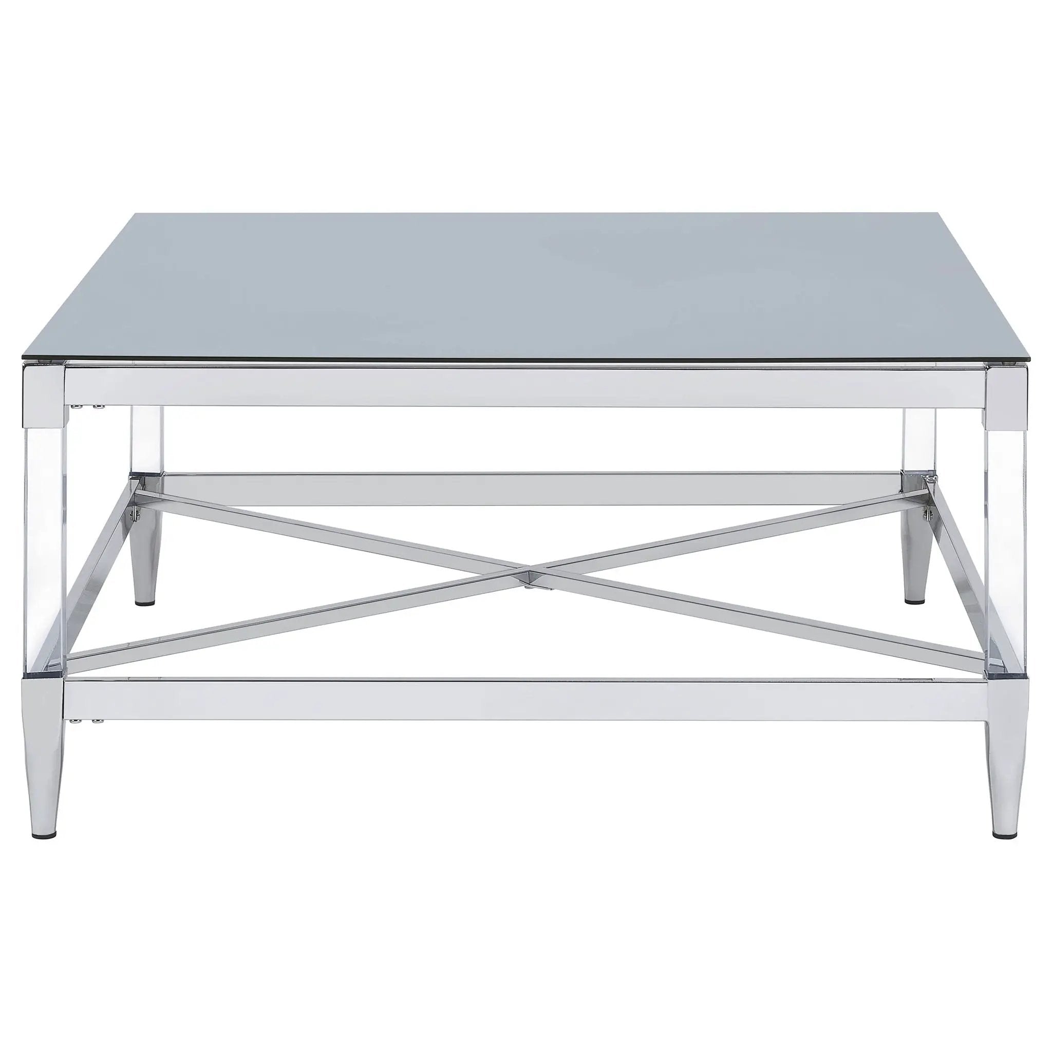 Lindley Square Tempered Mirror Acrylic Coffee Table Chrome by Unique Piece Furniture