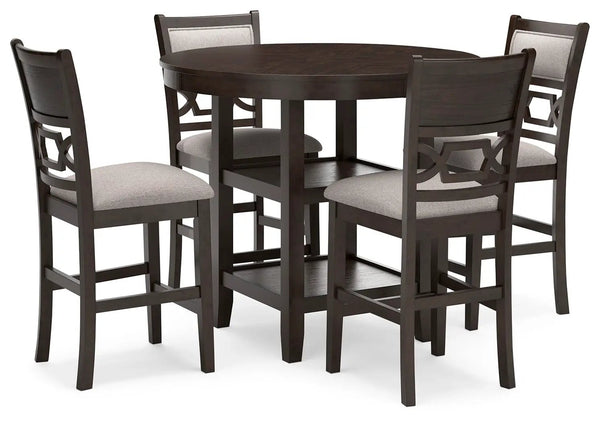 Langwest - Ensemble de 5 meubles de salle à manger (table de bar et chaises) - Marron