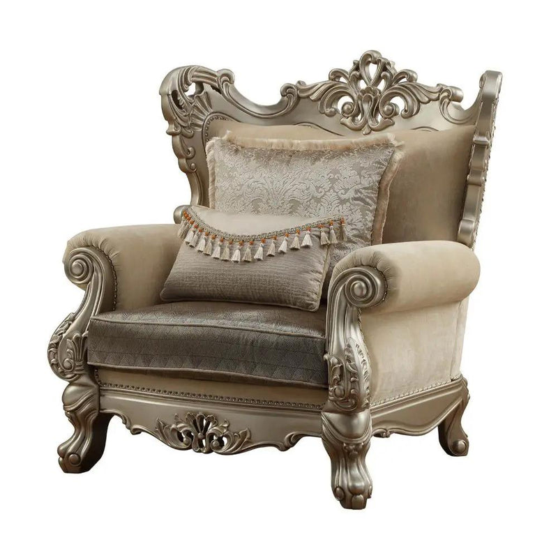 Ranita - Chair With 2 Pillows - Fabric & Champagne by Unique Piece Furniture