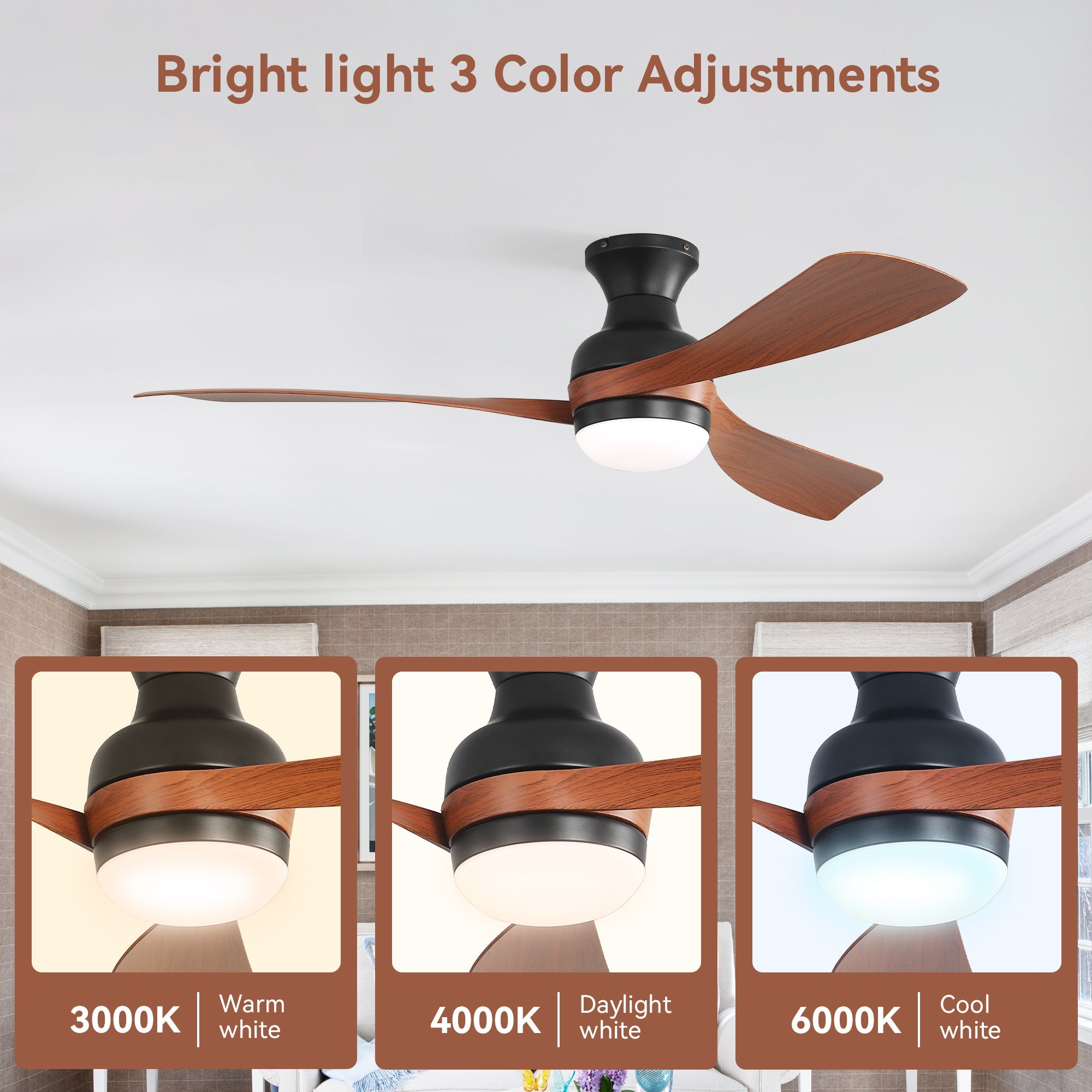 52-Inch Ceiling Fan with Lights and Reversible DC Motor by HouseOfZazla