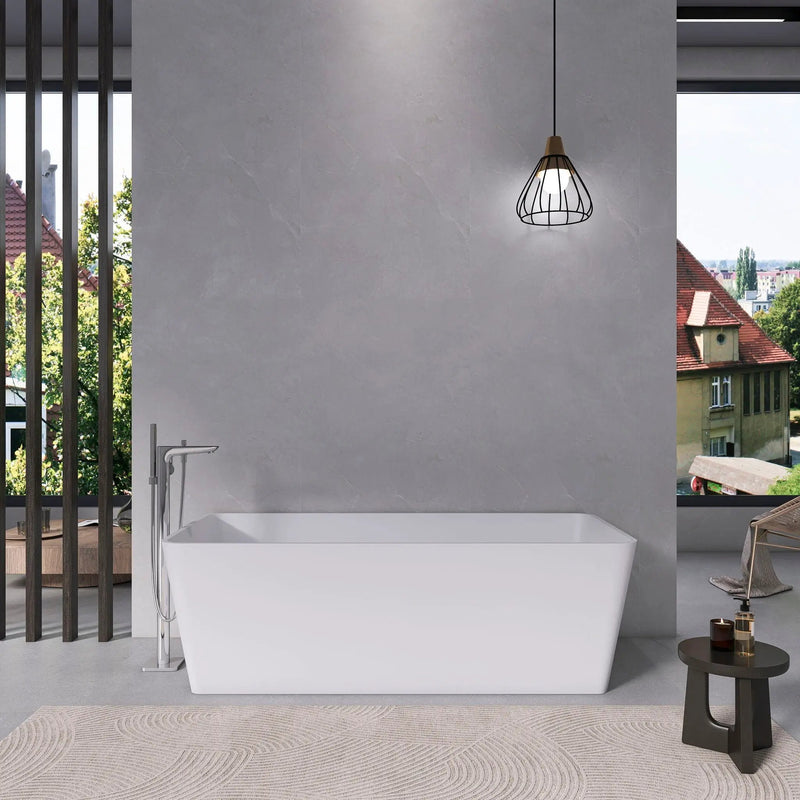 Freestandingn And Solid Surface, Soaking Bathtub For Bathroom - Matte White by HouseOfZazla