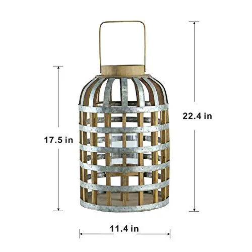 Decorative Lantern With Handle, Wooden Lantern For Indoor Outdoor, Home Garden Wedding by Unique Piece Furniture