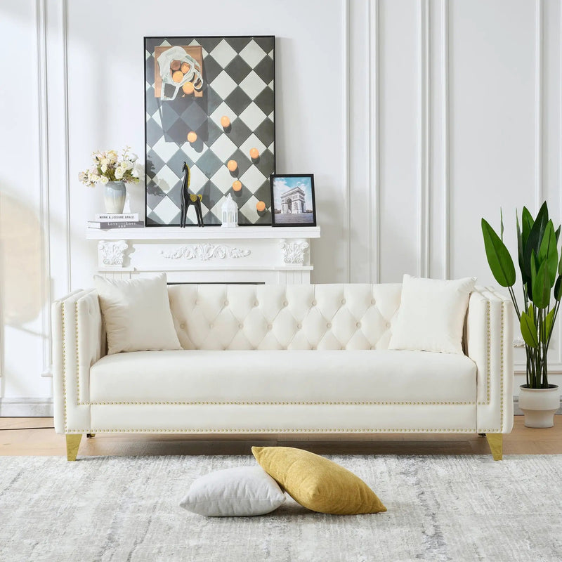Deep Seat Sofa With Button Nailhead, Square Arm Couches by Unique Piece Furniture